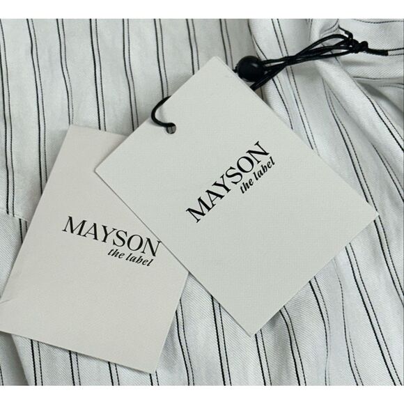 Mayson The Label White with Black Stripes Button Down Shirt NWT Size 2 - Picture 4 of 5